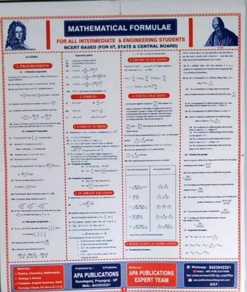 Mathematical Formula Chart In English For Intermediate (11th And 12th Class) For All Boards And IIT-JEE