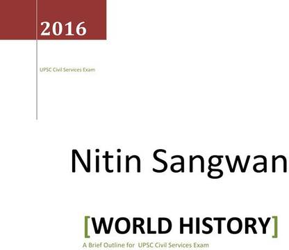 Nitin Sangwan World History Printed Photocopy Notes In English For IAS Mains
