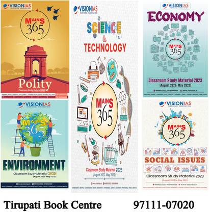 VISION IAS MAINS 365 Polity,Economy,Science Technology,Environment & Social Issues General Studies Classroom Study Material From Aug 2022 - May 2023 Set Of 5 Books Civil Service Preparation Photocopy 2024