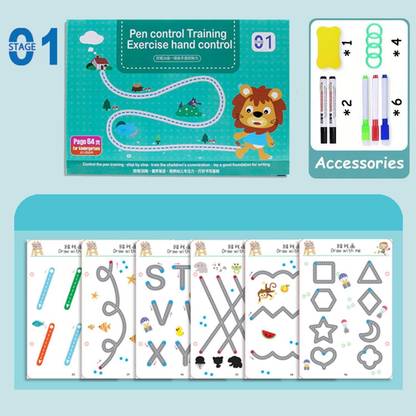 Magical Tracing Workbook Set - Reusable Pen And Eraser - Practice Tracing Books For Kids Tracing Workbook Sets,Early Educational Learning Book For Preschoolers And Kindergarten Kids