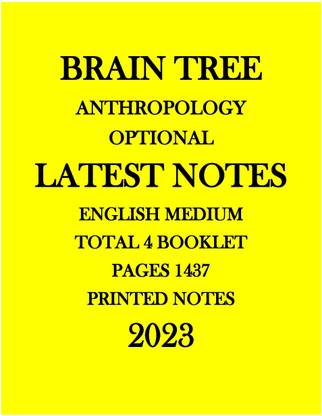 Brain Tree Anthropology Optional Notes 2023 English Medium