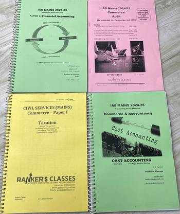 UPSC IAS Commerce Optional Paper 1 &2 Books. Mentorship By CA RS AGARWAL (Rankers Classes)