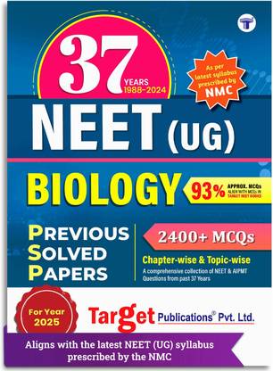 37 Years NEET 2025 Biology Chapterwise Previous Year Solved Question Paper Book (PSP) | Topicwise 2400+ MCQs With Solutions | 1988 To 2024 | As Per Latest Syllabus Prescribed By NMC