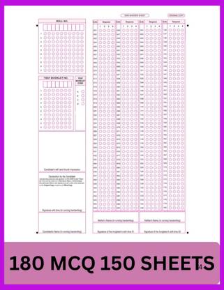 Omr Sheets For Practise Neet Exam 2026 180 Mcq 150 Sheets With Nta