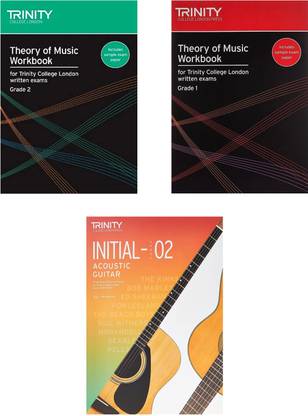 Trinity College London Acoustic Guitar Exam Pieces 2020–2023: Initial–Grade 2 + Theory Of Music Workbook Grade 2 (2007) + Theory Of Music Workbook Grade 1 (2007) (Combo Of 3 Sheet Music)