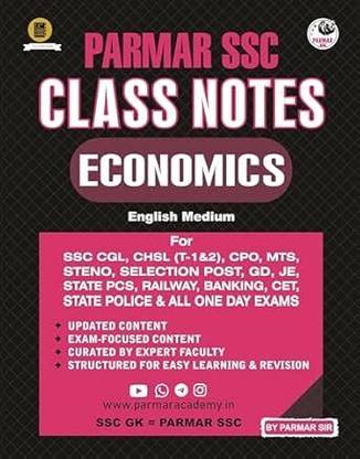 Parmar SSC Class Notes Economics, English Medium, For Competitive Exams
