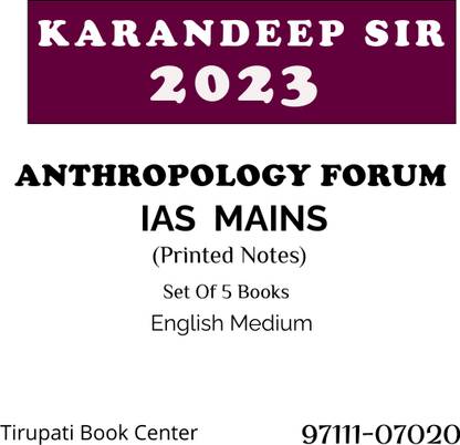 Anthropology FORUM IAS By Karandeep SIR MAINS English Medium Printed Notes Set Of 5 Books