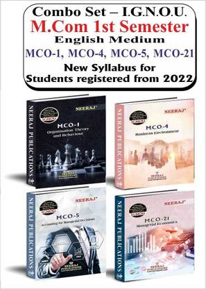 NEERAJ M.Com 1st Semester Combo Books(MCO-1, MCO-4, MCO-5 & MCO-21 )– English Medium, IGNOU - Chapter Wise Help Book Including Solved Sample – Published By Neeraj Publications