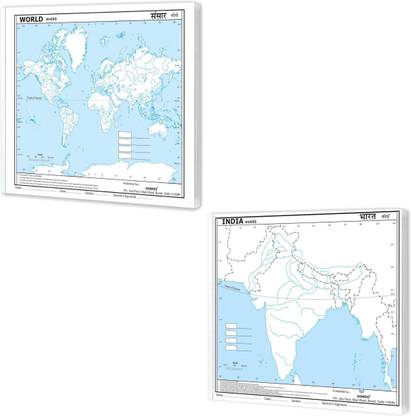 SMALL - 100 INDIA RIVER OUTLINE MAP FOR SCHOOL And SMALL - 100 WORLD RIVER OUTLINE MAP FOR SCHOOL|Combo Of 2 Maps | A Journey Through Waterways