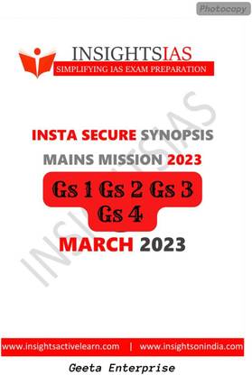 Insight IAS Secure Synopsis Of GS 1 To 4 March 2023 Notes For Mains Exam