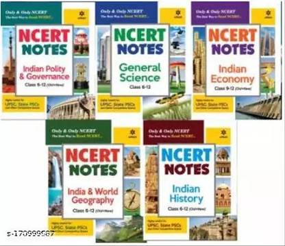 Combo Pack: Arihant NCERT Notes Indian Economy Class 9-12 , General Science Class 6-12, Indian Polity & Governance Class 6-12, India & World Geography Class 6-12, Indian History Class 6-12 (Old+New)