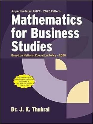 Delhi University Mathematics For Business Studies [As Per NEP/UGCF 3rd Semester