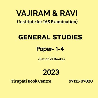 VAJIRAM & RAVI General Studies PAPER 1-4 Mains 2023 Yellow Books SOCIAL ISSUES ,INDIAN GEOGRAPHY,CONCEPT OF GEOGRAPHY ANCIENT ,MEDIEVAL ,MODERN ,WORLD HISTORY ,POST INDEPENDENCE,ART & CULTURE ,INTERNATIONAL RELATIONS ,GOVERNANCE & SOCIAL JUSTICE , INDIAN POLITY VOL 1& 2, INDIAN ECONOMY ,SCIENCE & TECHNOLOGY ,ENVIRONMENT & ECOLOGY, INTERNAL SECURITY, ETHICS & CASE STUDIES ,ECONOMIC SURVEY 2022-23,GOVERNMENT SCHEMES 2023 Printed Notes English Medium Set Of 21 Books Civil Service Photocopy 2023