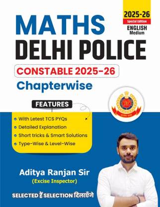 Aditya Ranjan Sir | MATHS | DELHI POLICE CONSTABLE 2025-26| 1300+ CHAPTER-WISE TCS MCQs | ENGLISH MEDIUM | Aditya Ranjan Sir (Paperback, Hindi, RG Publication)