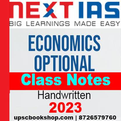 NEXT IAS Economics Optional Handwritten Class Notes 2023 Cover Paper-1 & Paper-2