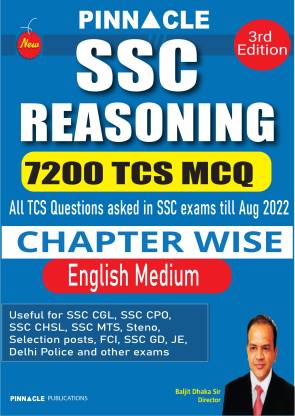SSC Reasoning 7200+ TCS MCQ Chapter Wise English Medium 3rd Edition