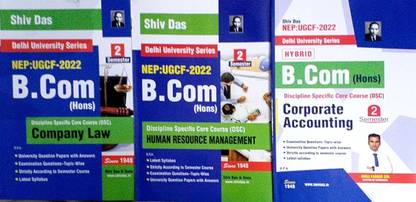 Shiv Das Combo Delhi University B Com Hons 1st Year Corporate Accounting & Company Law & Human Resource Management (HRM) DSC Course Set Of 3 Books Semester 2 UGCF/NEP Past Year Papers Applicable Regular SOL NCWEB
