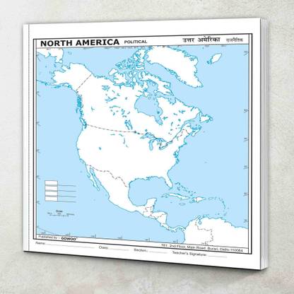 SMALL - 100 NORTH AMERICA POLITICAL OUTLINE MAP FOR SCHOOL|Exploring North America