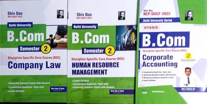 Shiv Das Combo Delhi University B Com Prog 1st Year Corporate Accounting & Company Law & Human Resource Management (HRM) DSC Course Set Of 3 Books Semester 2 UGCF/NEP Past Year Papers Applicable Regular SOL NCWEB
