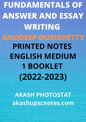 Fundamentals Of Answer And Essay Writing By Anudeep Durishetty English Medium Printed Note One Booklet (2022-2023)