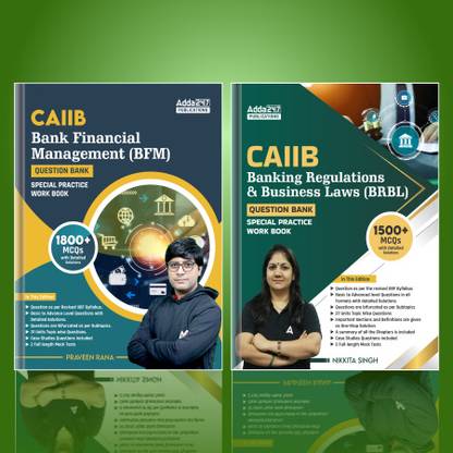 Set Of 2 CAIIB Banking Regulations & Business Laws (BRBL) 1500+ MCQs With Detailed Soulution & CAIIB Bank Financial Management (BFM) MCQs 1800+ Questions 2023-24 (English Printed Edition) By Adda247