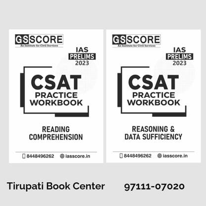 G S Score CSAT Practice Work Book Reading Comprehesion ,Reasoning & Data Sufficiency Set Of 2 Books Civil Service Preparation Photocopy 2023