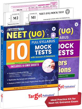 NEET Mock Test 2025 | NEET Books 2025 Exam Full Syllabus Based On New Paper Pattern | Includes 10 NEET UG Practice Model Test Papers, OMR Sheets With Solutions Booklet