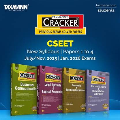 Taxmann's CRACKER Combo For CSEET Exams | New Syllabus | July/Nov. 2025 & Jan. 2026 Exams – Papers 1 To 4 | CRACKER Series | BuCo, LALR, EBE, And CAQA | June 2025 Edition | Set Of 4 Books