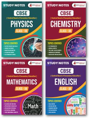 CBSE Class XII Science Stream (PCM) Combo Notes - Physics, Chemistry, Mathematics, English | Set Of 4 Guide Books In English | Complete Study Material With Solved MCQs