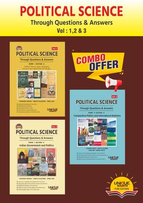 Combo Pack Of Political Science Vol.1,2 & 3 Through Questions & Answers Paper 1 Section A & B Paper 2 Section A
