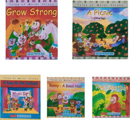 Moral Value Combo - Grow Strong + The Dustbin + Bunny - A Good Host +A Day In The School + A Picnic