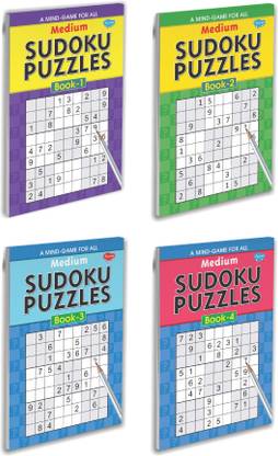 Best For Kids Set Of 4 Sudoku Puzzles Books | Medium Sudoku Puzzles-1 To 4