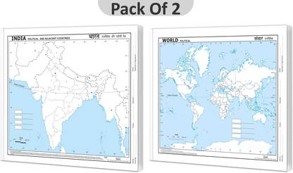 SMALL - 100 INDIA POLITICAL OUTLINE MAP FOR SCHOOL And SMALL - 100 WORLD POLITICAL OUTLINE MAP FOR SCHOOL I Combo Of 2 Maps I Best For School Students I Set Of 2 Maps I Kids Geography Help Pack