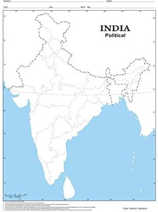 Political Map Of India (20 Nos.) | Multifunctional Map For Assignments, Projects (Pack Of 20 Leafs)