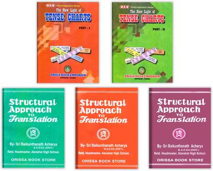 Combo 5 Book Of Tense Chart Part I , II & Structural Approach To Translation Part 1, 2 3 (Odia-English)