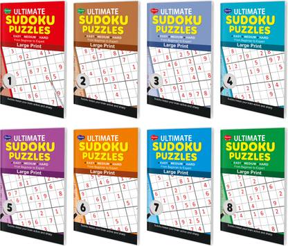 Sawan Present Set Of 8 Ultimate Sudoku Puzzles | Easy, Medium, Hard 1 To 8 ( Large Print With Answers )