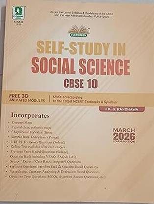Evergreen Self Study In Social Science: For 2026 Examinations (Class 10) Paperback – 1 MARCH 2026