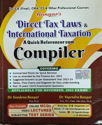 Aadhya Prakashan CA Final Indirect Tax Laws (GST, Customs & FTP) A Quick Referencer Cum Compiler New Syllabus By Dr. Yogendra Bangar And Dr. Vandana Bangar Applicabe For Nov 2023 Exam