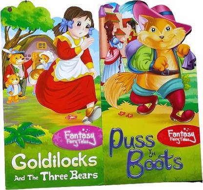 FANTASY FAIRY TALES GOLDILOCKS And THE THREE BEARS, PUSS IN BOOTS, SET OF 2 BOOKS Paperback , KIDS EDUCATIONAL BOOKS TMNT
