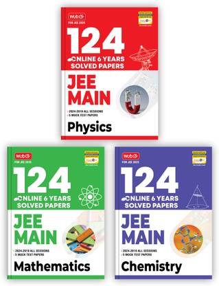MTG 124 JEE Main Physics, Chemistry & Mathematics Online (2024-2019 All Session) 6 Previous Years Solved Papers (PYQ) For 2025 Exam | Get Free Access Of Smart Book With 5 Mock Test Paper (Set Of 3 Books)