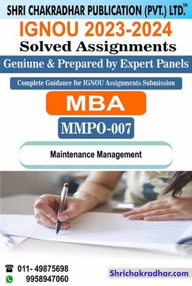 IGNOU MMPO 7 Solved Assignment 2023-24 Maintenance Management IGNOU Solved Assignment PGDIOM IGNOU Post Graduate Diploma In Operations Management (2023-2024) Mmpo7
