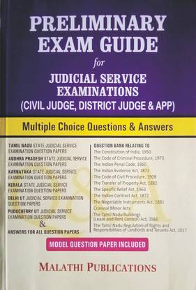 Latest Preliminary Exam Guide For Judicial Service Examinations | Civil Judge, District Judge & APP | Multiple Choice Questions & Answers, Question Bank Relating To Various Acts With Model Q & A | 2023