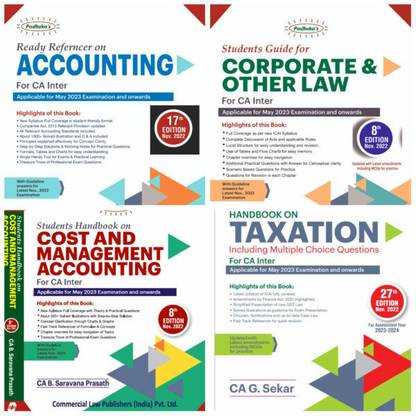 Commercial Padhuka Combo CA Inter (Group 1 – All 4 Books) New Syllabus By CA G. Sekar CA B. Saravana Prasath Applicable For May 2023 Exam