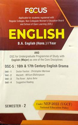Delhi University Focus B A Hons 1st Year English (16th To 17th Century English Drama ) DSC 5 Semester 2 NEP/UGCF SOL Regular NCWEB