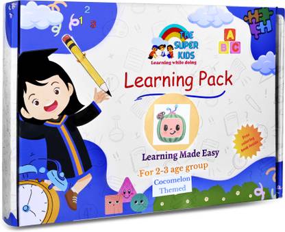 TheSuperKids Learning Pack For Age 2 To 3 Year Reusable And Untearable | Creative Pre School Learning Pack | Cartoon Themed |Activity Worksheets