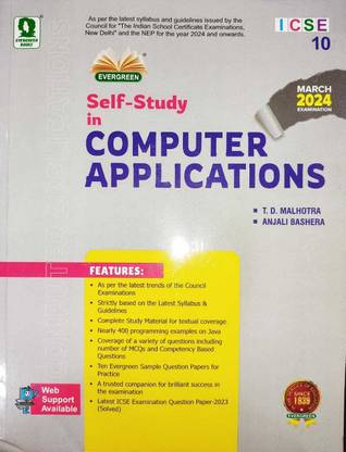 Evergreen Icse Self Study Computer Applications - Class 10 (For 2024 Exams)