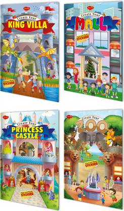 Stickers Activity Fun Pack | Set Of 4 Find And Paste Sticker Activity Books