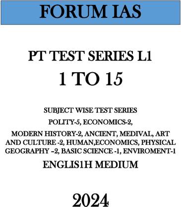 Forum Ias L1 Pt Test Series 1 To 15 English Medium 2024