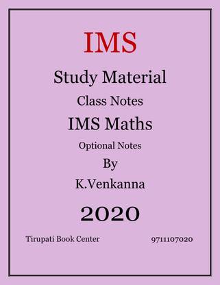 IMS Study Material-Class Notes- IMS Maths Optional Notes
