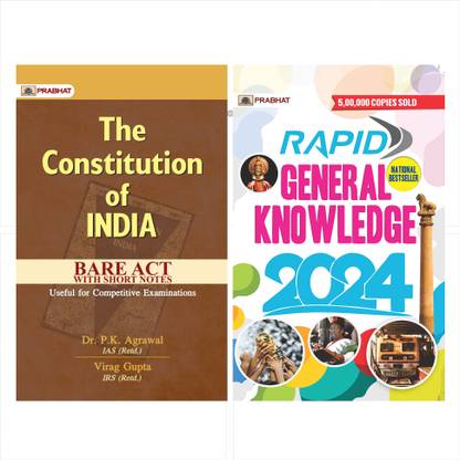 द कॉन्स्टिटूशन ऑफ इंडिया - बेयर एक्ट (2023 एडिशन) (इंग्लिश, पेपरबैक, डॉक्टर पी.के. अग्रवाल, विराग गुप्ता)+ रैपिड जनरल नॉलेज 2024 (इंग्लिश)